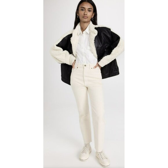 Blank NYC Fresh Air Sherpa Faux Leather Trucker Jacket Sz Large NWT - Picture 3 of 9